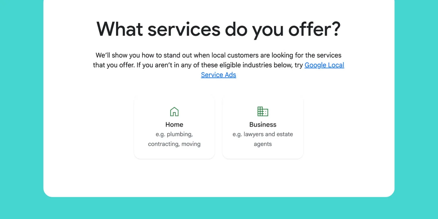 Promotional sign-up offer screen showing example ad credit options during platform onboarding.