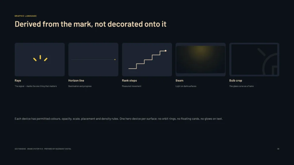 A graphic language derived from the mark.